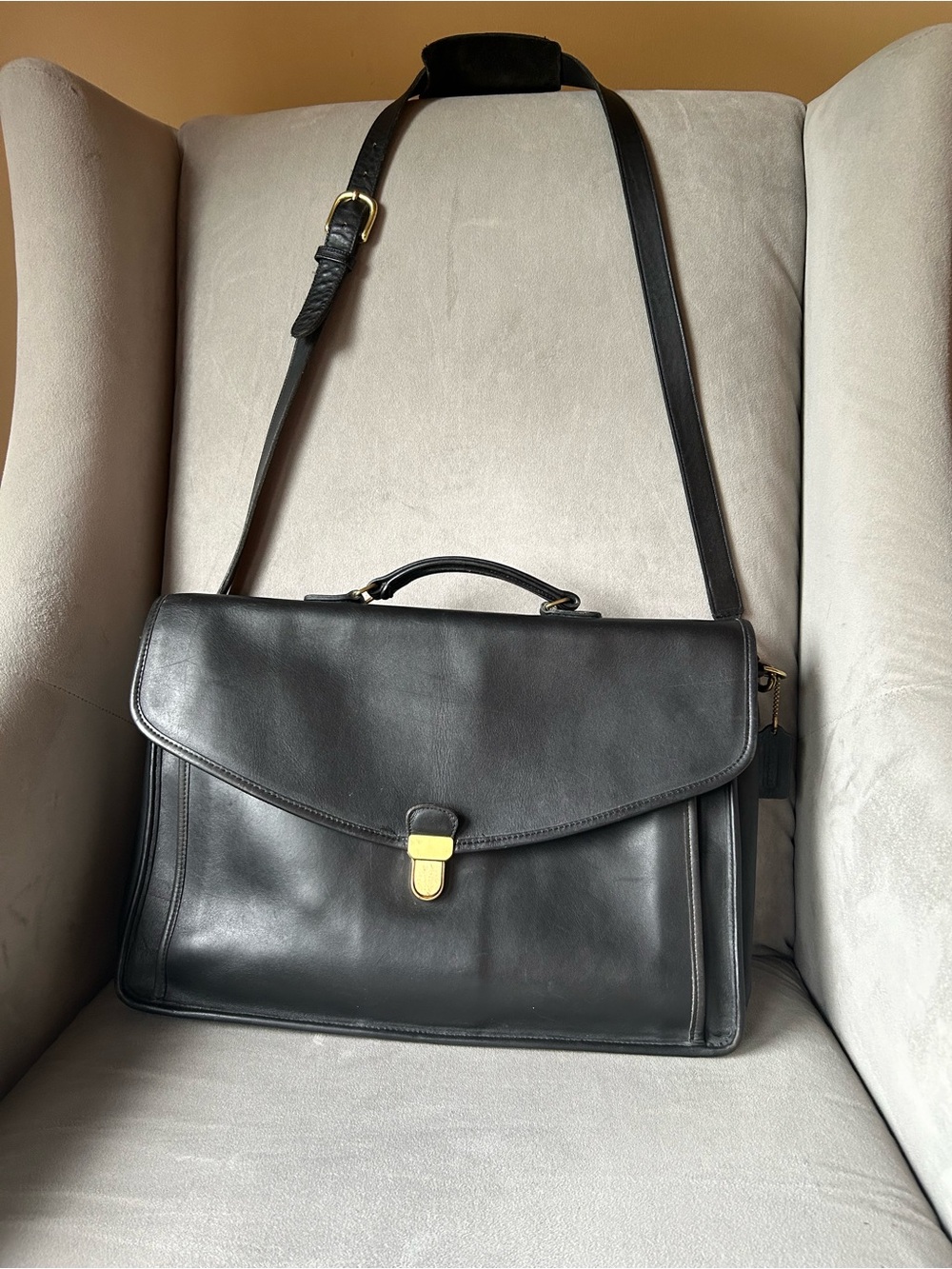 Vintage Coach Black Leather Beekman Briefcase Messenger Bag USA - Picture 3 of 16